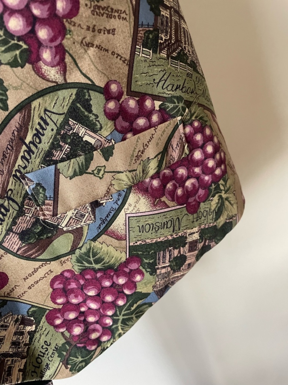 90s Vintage Dem Crazy Grape Print Vest Waistcoat Fruit Vineyard Wine Orchard - Picture 4 of 6